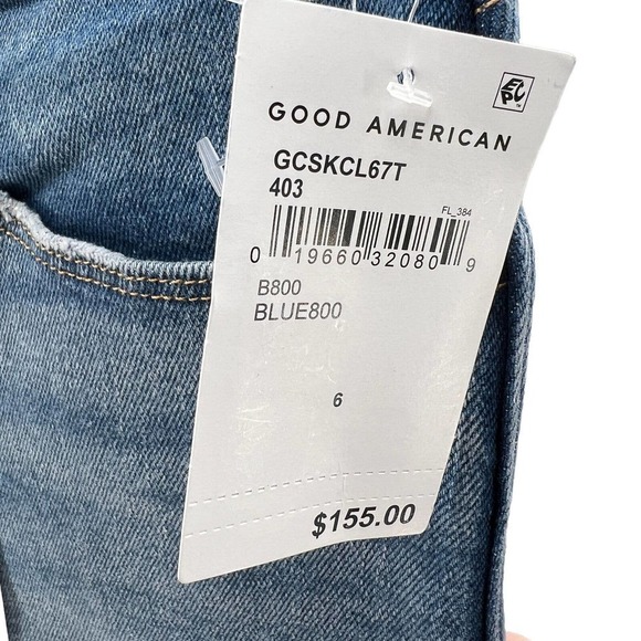 Good American Good Curve Crop Skinny Blue Distressed High Rise Denim Jean 6 / 28 - Picture 6 of 9